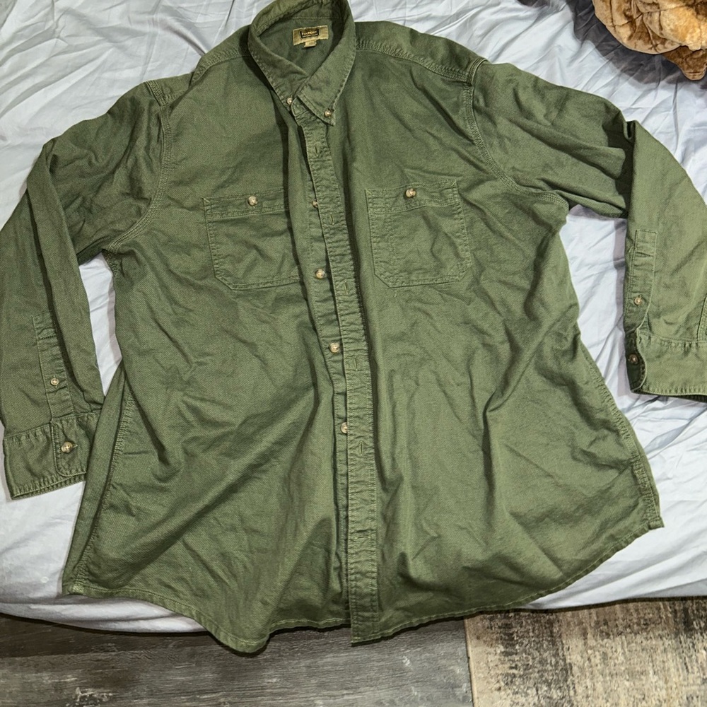 Men's Dark Green 2XL Foundry Two Pocket Long Sleeve Button Down Shirt